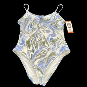 NWT Hurley Womens XXL 2X swirl print one piece swimsuit UPF 50 Strappy Back New